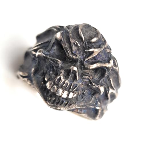 LeoLars-PABE Krasser Totenkopf Design Ring, Gr.62 (19,7), aus 925er Silber, massiv, wild, böse, geschwärzt, Unikat, Handarbeit