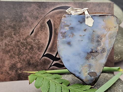 LeoLars-PABE Boulder Opal Anhänger mit Frontbohrung und 925er Silberschlaufe, Opal 46.7 x 35.4 x 8.5mm, gemeiner Opal, Unikat, Handarbeit