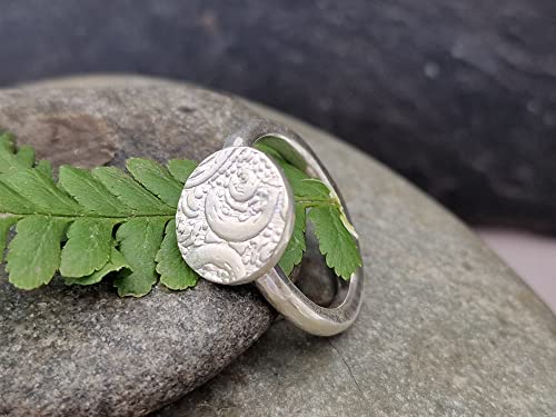 LeoLars-PABE 925er Silber Ring, Gr.57 ( 18.2 ), Strudture Design Platte, geprägt, gehämmert, Unikat, Handarbeit