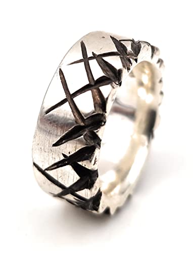 LeoLars-PABE Design Ring aus 925er Silber, Gr. 61-62, sehr massiv, Unisex, teilgeschwärzt, Bikerring, Unikat, Handarbeit