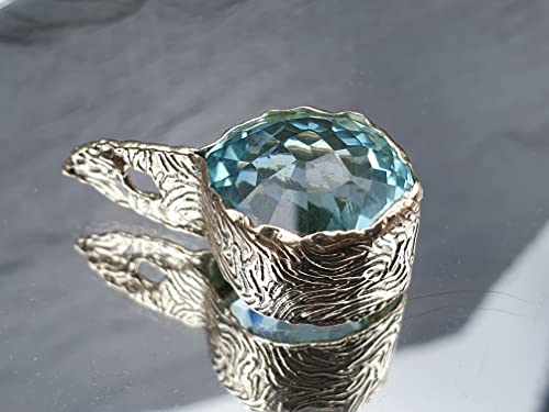 LeoLars-PABE GEM Swiss Blue Topas Anhänger aus 585er Gold, Blautopas 13.48 ct. Structure Design, Unikat, Handarbeit