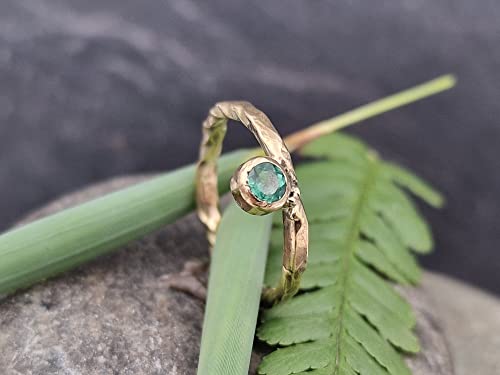 LeoLars-PABE Smaragd Design Ring, Gr.54 (17), aus 585er Gelbgold, Geschmiedet, Organisch, Dynamisch, Unikat, Handarbeit