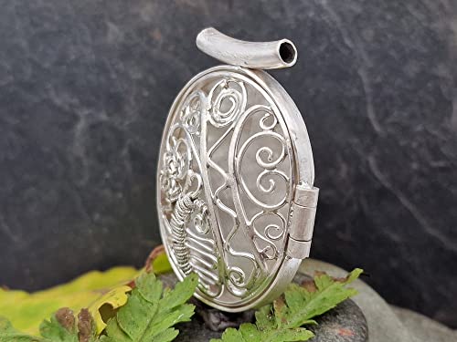 LeoLars-PABE Großes Filigree Medaillon aus 925er Silber, durchbrochenes Muster in Aboriginal Art, 52.8 x 42.1 x 10mm, Unikat, Handarbeit