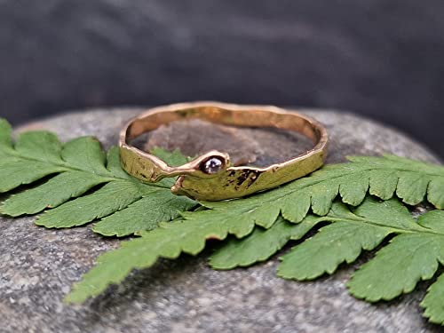 LeoLars-PABE Diamant Ring aus 750er Rosegold, Gr.55 (17.5), Diamant 1,3mm, Fusion, gehämmertes organisches Design, Unikat, Handarbeit