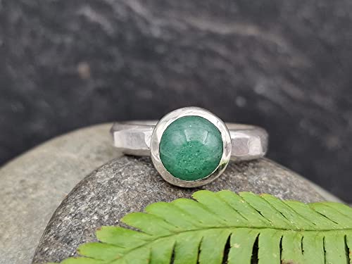 LeoLars-PABE Aventurin Ring, Gr.60 (19), aus 925er Silber, gehämmert, mit Glitzer, Unikat, Handarbeit