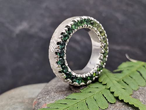 LeoLars-PABE Turmalin Ring aus 925er Silber mit Farbverlauf Gr. 57 (18), Ring, Vorsteckring, Anhänger, Structure Design, Massiv, Unikat, Handarbeit