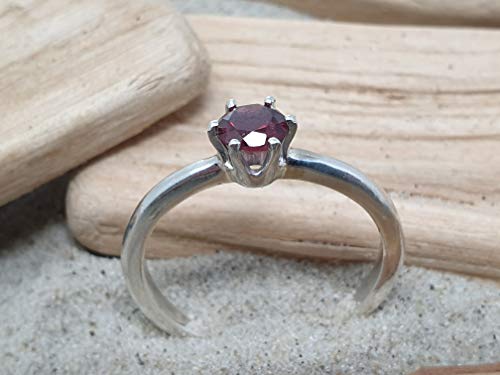 LeoLars-PABE Granat Ring aus 925er Silber, Solitaire, Gr.58, Unikat, Handarbeit