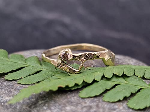 LeoLars-PABE Diamant Ring aus 585er Gelbgold, Gr.58 (18,2), 2,5mm Congacfarbener Diamant, Fusion, Organic Design, Unikat, Handarbeit