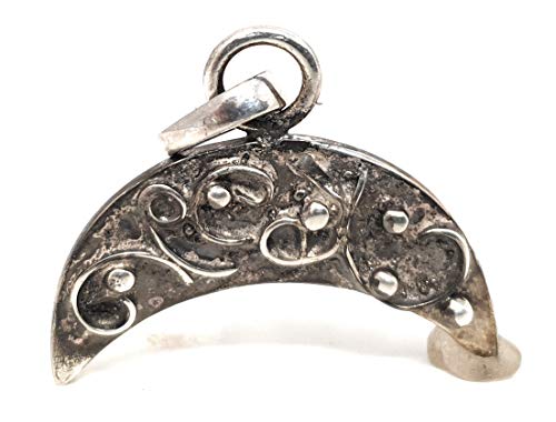 LeoLars-PABE Halbmond Anhänger aus 925er Silber, mystisches Design, Unikat, Handarbeit