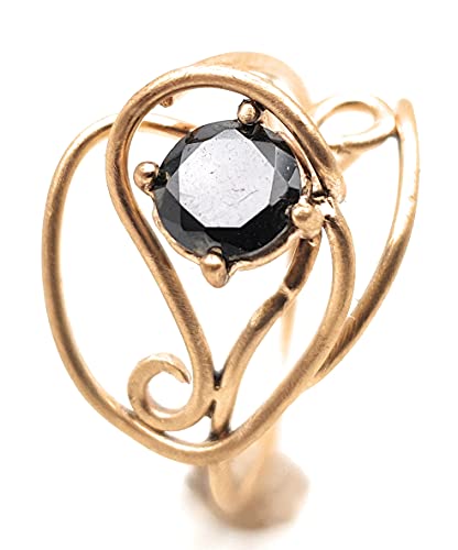 LeoLars-PABE Schwarzer Diamant 1.39ct. Ring Gr.57 aus 750er Gold, verspielt, zart, Golddraht, Unikat, Handarbeit