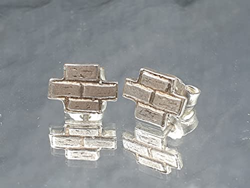 Mauer Ohrstecker aus 925er Silber, teilgeschwärzt, Unikat, Handarbeit