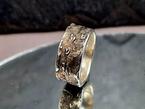 LeoLars-PABE Sushi Design Ring, Gr.56, aus 925er Silber mit echter Noriblatt Oberfläche, teilgeschwärzt, Unikat, Handarbeit