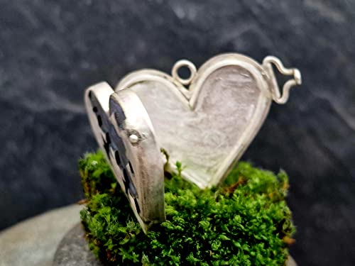 LeoLars-PABE 925er Silber Medaillon Broken Heart, groß, massiv, teilgeschwärzt, Design Medaillon, Unikat, Handarbeit