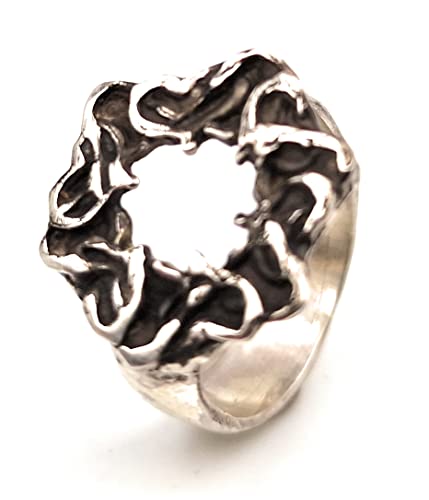 LeoLars-PABE 925er Silber Ring keltische Herzen, Gr.55, Herzen ineinander verschlugen, teilgeschwärzt, Unikat, Handarbeit