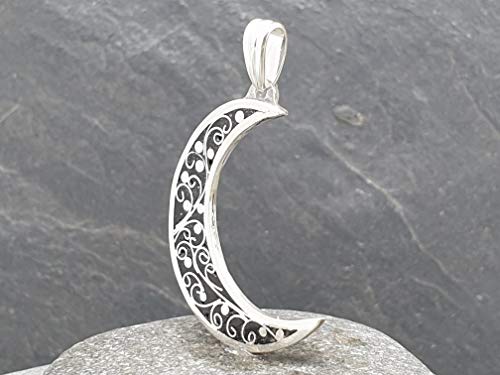 LeoLars-PABE 925er Silber Anhänger Halbmond, mystisch, magisch, emailliert, Unikat, Handarbeit