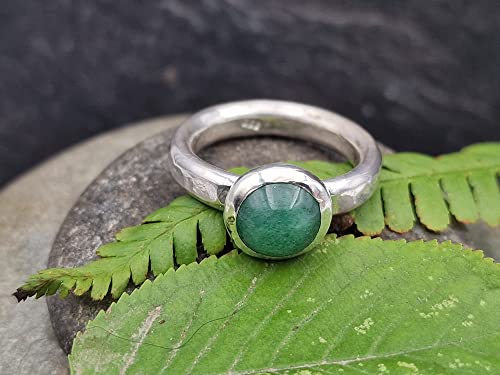 LeoLars-PABE Aventurin Ring, Gr.60 (19), aus 925er Silber, gehämmert, mit Glitzer, Unikat, Handarbeit