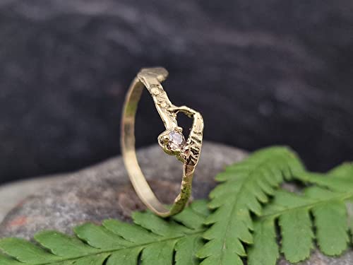 LeoLars-PABE Diamant Ring aus 585er Gelbgold, Gr.58 (18,2), 2,5mm Congacfarbener Diamant, Fusion, Organic Design, Unikat, Handarbeit
