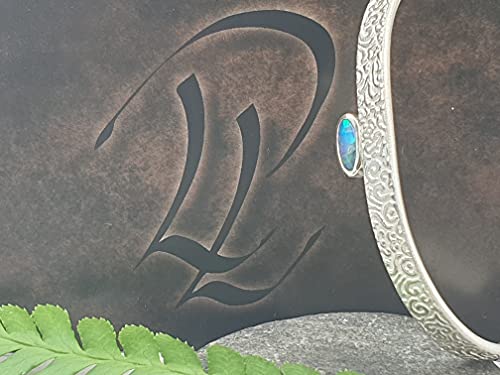 LeoLars-PABE Lightning Ridge Opal Design Armreif aus 925er Silber, Opal 8.5x4mm, Unikat, Handarbeit