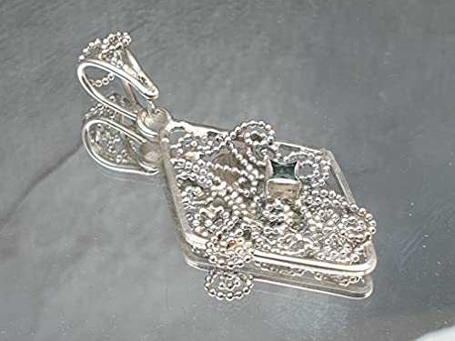 LeoLars-PABE Hellblauer Turmalin Filigree Anhänger, 925er Silber, Traditionell und Modern, Unikat, Handarbeit