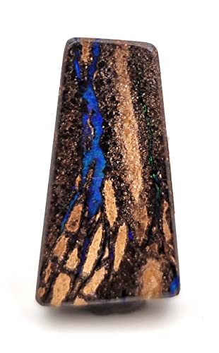 LeoLars-PABE gebohrter Boulder Opal Anhänger blauer Blitz, mit 60 cm Lederband, beidseitig, blaues Opalfeuer, Adern, Opal 25 x 13.6 x 10.3mm, Unikat, Handgeschliffen