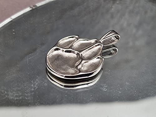 LeoLars-PABE Hunde Pfote Anhänger, aus 925er Silber, Pfötchen, Tatze, Anhänger 31.6 x 20.4 x 4.7mm, starre Schlaufe, Unikat, Handarbeit