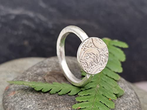 LeoLars-PABE 925er Silber Ring, Gr.57 ( 18.2 ), Strudture Design Platte, geprägt, gehämmert, Unikat, Handarbeit