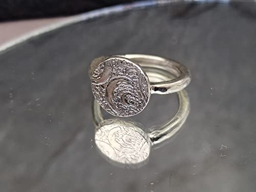LeoLars-PABE 925er Silber Ring, Gr.57 ( 18.2 ), Strudture Design Platte, geprägt, gehämmert, Unikat, Handarbeit