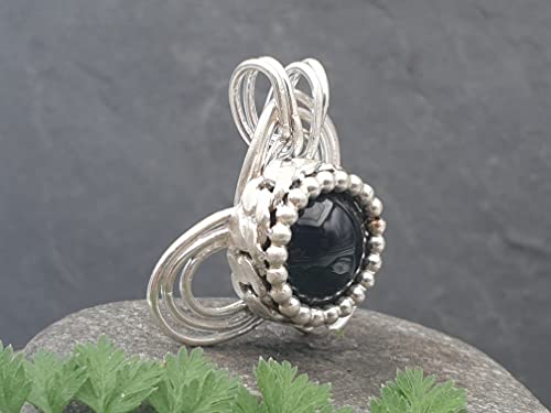 LeoLars-PABE Magischer Onyx Anhänger aus 925er Silber, Hexen Anhänger, Galeriefassung, Unikat, Handarbeit
