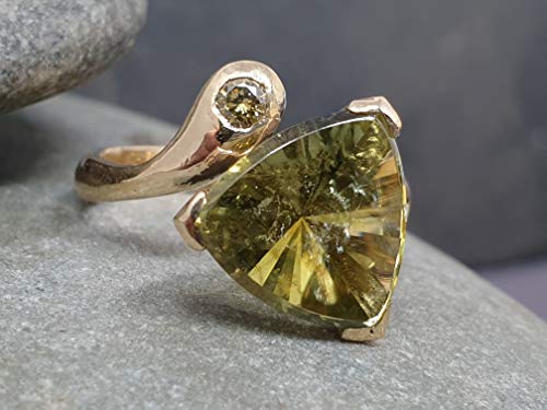 LeoLars-PABE Design Ring aus 585er Gold mit Turmalin und Diamant, Gr. 56-58, Unikat, Handarbeit