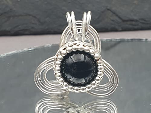 LeoLars-PABE Magischer Onyx Anhänger aus 925er Silber, Hexen Anhänger, Galeriefassung, Unikat, Handarbeit