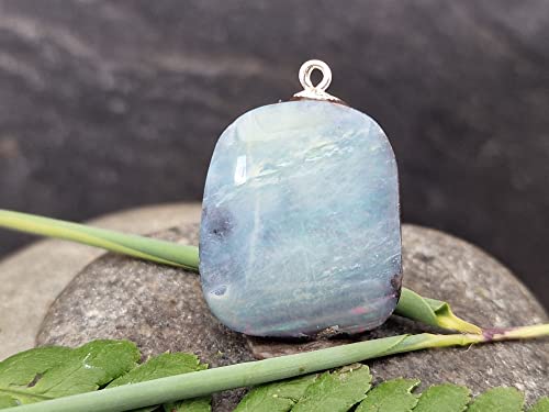LeoLars-PABE Anhänger mit Boulder Opal und 925er Silber Stiftöse, gemeine Opalschicht mit partiellem Opalfeuer, Opal 22 x 17.9 x 7.1mm, Unikat, Handgeschliffen