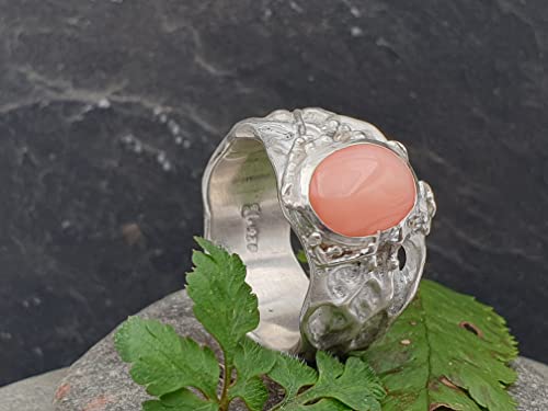 LeoLars-PABE Organic Design Ring, Gr.63-64, aus 925er Silber mit echter Mittelmeer Koralle, Unikat, Handarbeit