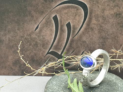 LeoLars-PABE Schwarzer Opal Ring, Gr.56, aus 925er Silber, Blau-Lila, Structure Design, Unikat, Handarbeit