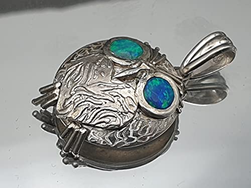 LeoLars-PABE Lightning Ridge Chrystal Opal Anhänger Eule Friedbert aus 925er Silber, Unikat, Handarbeit