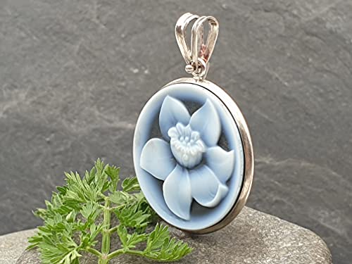 LeoLars-PABE Achat Gemme Blume Anhänger aus 925er Silber, Anhänger 29x25.7x3.3mm