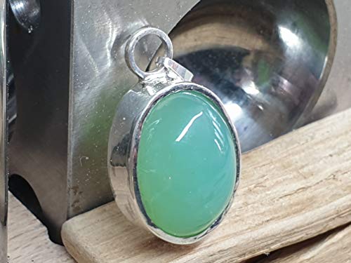 LeoLars-PABE Chrysopras Anhänger aus 925er Silber, Oval, Unikat, Handarbeit