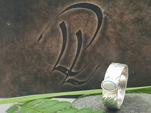 LeoLars-PABE Lightning Ridge Opal Ring, 925er Silber, Gr.54, Structure Design, Unikat, Handarbeit