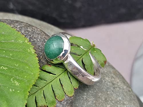 LeoLars-PABE Aventurin Ring, Gr.60 (19), aus 925er Silber, gehämmert, mit Glitzer, Unikat, Handarbeit