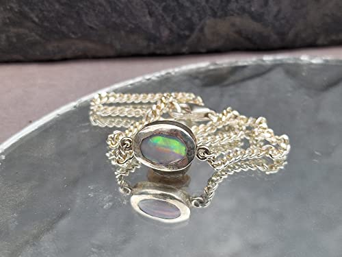 LeoLars-PABE Lightning Ridge Opal Armband aus 925er Silber, Opal Mehrfarbig 7.8x6mm 19cm lang mit Panzerkette, Unikat, Handarbeit