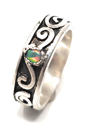 LeoLars-PABE Opal Ring aus 925er Silber mit Lightning Ridge Opal, Gr.63, Unikat, Handarbeit