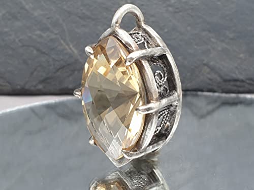 LeoLars-PABE Magischer großer Citrin Anhänger aus 925er Silber, Mystisch, Filigree, teilgeschwärzt, Unikat, Handarbeit