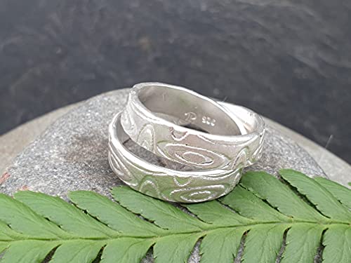 LeoLars-PABE Doppel Ring aus 925er Silber, Gr.55, aus einem Stück, Structure Design, Unikat, Handarbeit