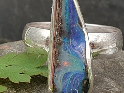 LeoLars-PABE Boulder Opal Design Ring, Gr.56 (18), aus 925er Silber, gecarvter Opal, Mehrfarbig, Unikat, Handarbeit