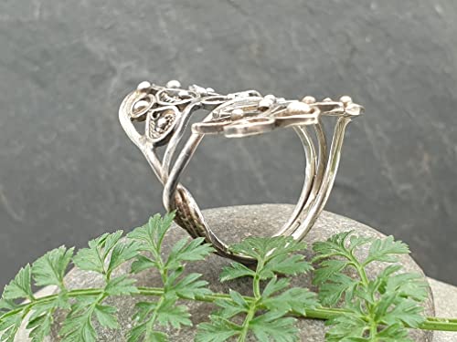 LeoLars-PABE Großer Elfen Wald Filigree Ring, Gr. 58, aus 925er Silber, teilgeschwärzt, Unikat, Handarbeit