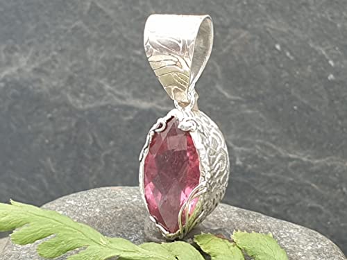 LeoLars-PABE Rosa Turmalin Design Anhänger, 925er Silber, GEM Turmalin 6.45ct. 17.3x10mm, ind. Fassung, Unikat, Handarbeit