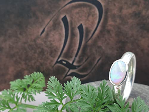 LeoLars-PABE Lightning Ridge Opal Ring, Gr.50, aus 925er Silber, Ringschiene rund, massiv, Unikat, Handarbeit