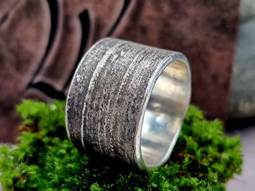 LeoLars-PABE Bambus Design Ring aus 925er Silber, Gr.62, aus echten Bambusblättern, teilgeschwärzt, Unikat, Handarbeit