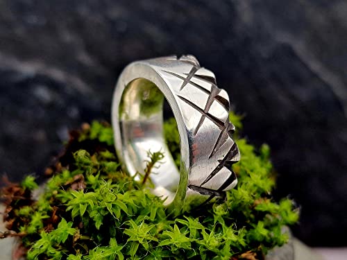 LeoLars-PABE Design Ring aus 925er Silber, Gr. 61-62, sehr massiv, Unisex, teilgeschwärzt, Bikerring, Unikat, Handarbeit