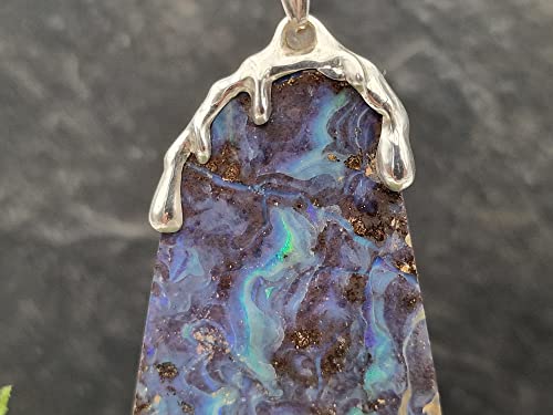 LeoLars-PABE Wunderschöner großer Boulder Opal Anhänger mit 925er Silber Tropfen Kappe, Unikat, Handarbeit