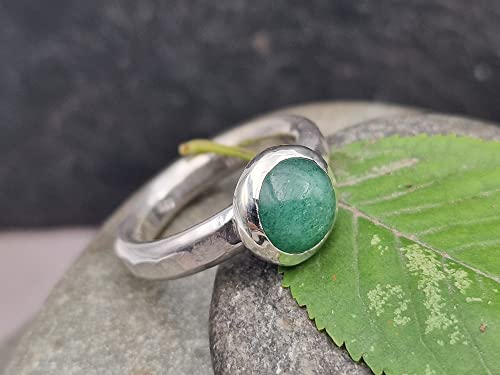 LeoLars-PABE Aventurin Ring, Gr.60 (19), aus 925er Silber, gehämmert, mit Glitzer, Unikat, Handarbeit